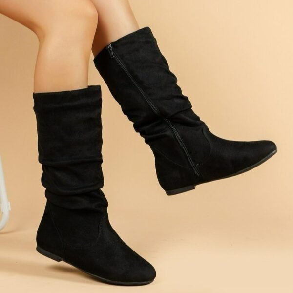 Winter Warm Round Toe Side Zipper Women's Middle Boots - Image 6