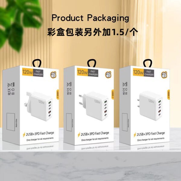 Mobile Phone Charger Multi-port Fast Charging Port European And American British Standard Charging Plug 120W Adapter - Image 4