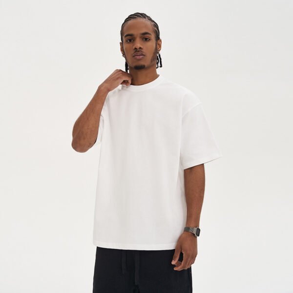 Solid Color Loose Cotton Crew Neck Short Sleeve Men - Image 5