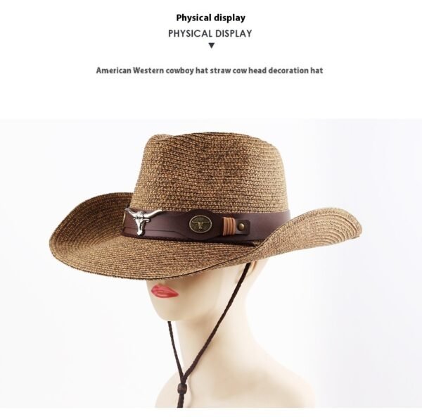 Outdoor Sunshade Western Denim Mixed Color Straw Hat - Image 10