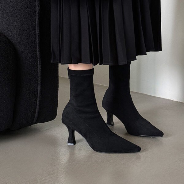Commuter Suede Pointed Stiletto Heel Ankle Boots - Image 5
