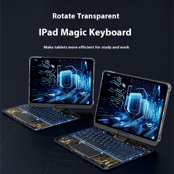 360 Swivel Keyboard Clear Case For IPad Smart Trackpad Bluetooth-compatible Keyboard Case Cover With Pen Slot - Image 4