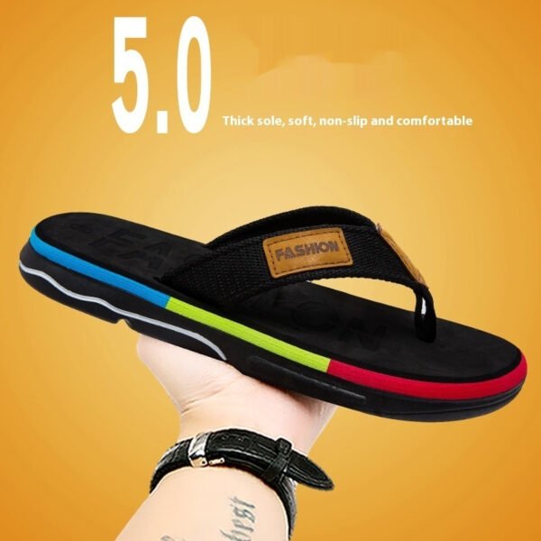Men's Flip Flops Summer Outdoor Non-slip Soft Bottom Sandals Woven Belt Clip - Image 2