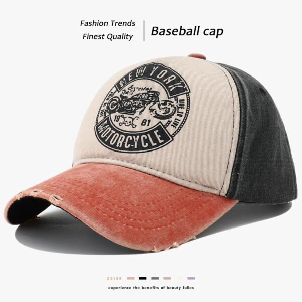 Men's Retro Alphabet Motorcycle Printed Peaked Cap - Image 3
