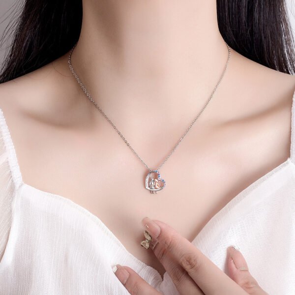 Love Couple Necklace With Colorful Rhinestones Fashion Creative Heart-shaped Necklace For Valentine's Day Gift - Image 2