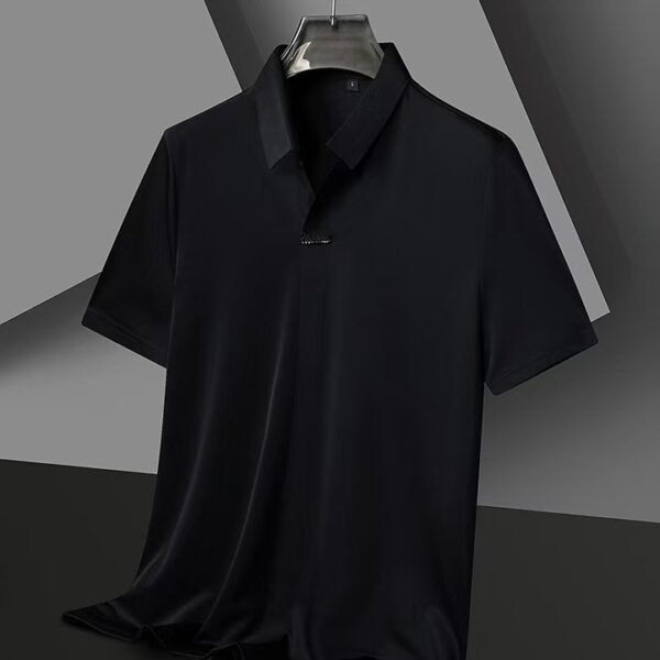 Summer High-grade T-shirt Business Lapel Seamless Scissors Collar Loose Elastic POLO - Image 5