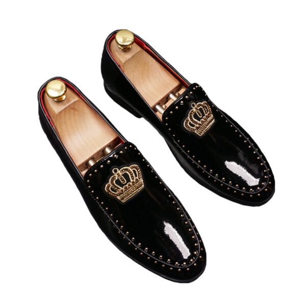 Trendy Retro Bright Leather Slip-on Increased By Men's Pointed Leather Shoes - Image 3
