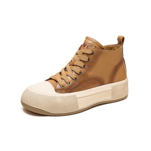High-top Casual Sneakers First Layer Cowhide Toe Box Women's Shoes Vintage - Image 8