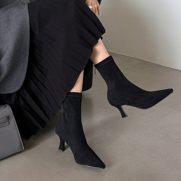 Commuter Suede Pointed Stiletto Heel Ankle Boots - Image 3