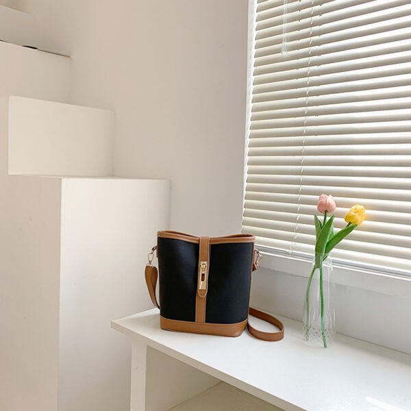 New Contrast Color Texture Crossbody Bucket Bag - Image 4