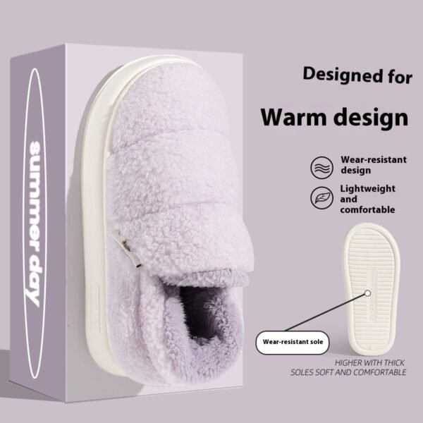 Cotton Slippers Women's Winter Indoor Home Warm Non-slip Windproof Thick Bottom Plush - Image 7