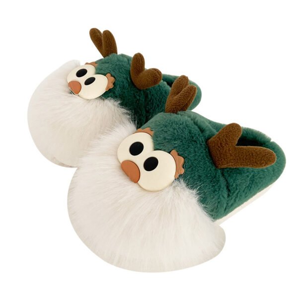Christmas Deer Cotton Slippers Women's Winter Interior Home Half-covered Heel Warm Plush - Image 5