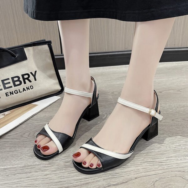 Summer Chunky Heel Ankle-strap Buckle Sandals - Image 4