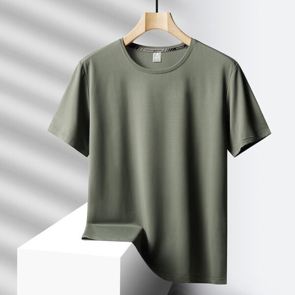 Men's Ice Silk Casual Sports Round Neck Oversized T-shirt - Image 5