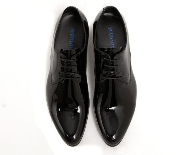 British Pointed Men's Lace-up Low-top Leather Shoes - Image 4