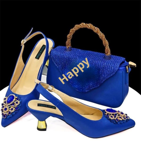 Casual French Style Small Square Pointed Toe Slingback High Heels Women's Shoes And Bags Suit - Image 2