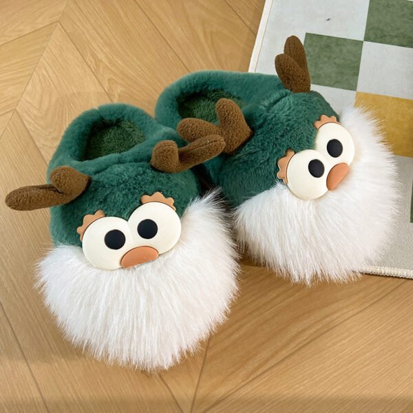 Christmas Deer Cotton Slippers Women's Winter Interior Home Half-covered Heel Warm Plush - Image 6