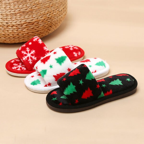 Christmas Tree Home Slippers Fashion Floor Bedroom Open-toe Plush Slippers For Women Fuzzy House Shoes - Image 7