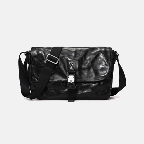 Mens Leather Large Capacity Casual Shoulder Crossbody Bag - Image 4
