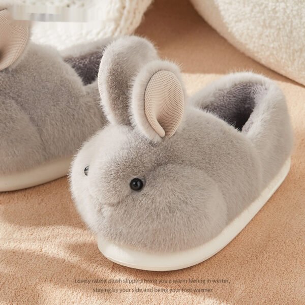 Cute Rabbit Plush Cotton Slippers For Women's Home Use - Image 6