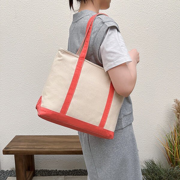 Casual Versatile Simple Large Capacity Canvas Shoulder Bag - Image 9