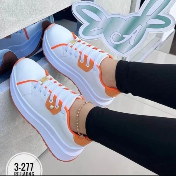 Women's Platform Shoes Lace-up White Shoes - Image 2