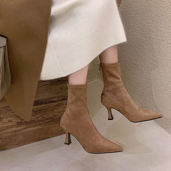 Commuter Suede Pointed Stiletto Heel Ankle Boots - Image 7