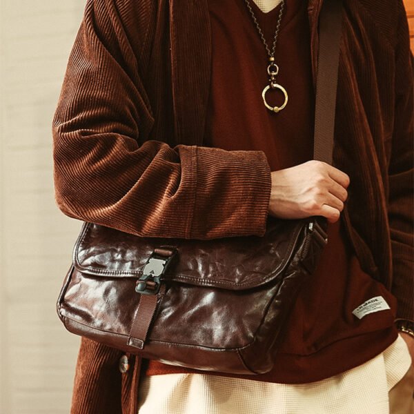 Mens Leather Large Capacity Casual Shoulder Crossbody Bag - Image 2