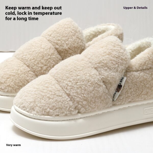 Cotton Slippers Women's Winter Indoor Home Warm Non-slip Windproof Thick Bottom Plush - Image 4