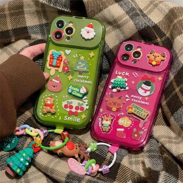 Cute Xmas Santa & Elk Flip Case for iPhone 15/14/13/12/11 - Image 2