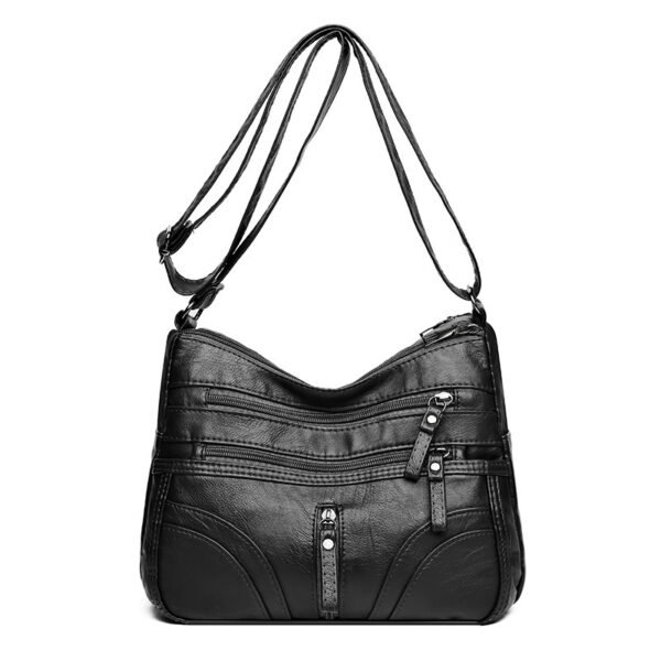 New Women's Soft Leather Large Capacity Shoulder Messenger Bag Middle-aged Mother Bag - Image 6