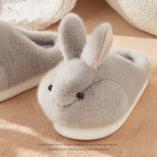 Cute Rabbit Plush Cotton Slippers For Women's Home Use - Image 3