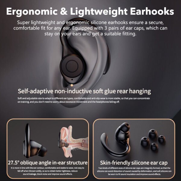 Headphones In Ear Bluetooth 5.3 Ear Hanger Wireless TWS Sports Headphones With Microphone - Image 2