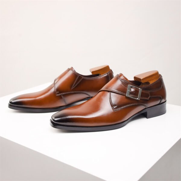 Square Toe Men's Shoes Business Formal Wear Leather Shoes Men's British Style - Image 5