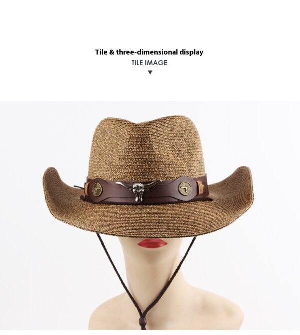 Outdoor Sunshade Western Denim Mixed Color Straw Hat - Image 9