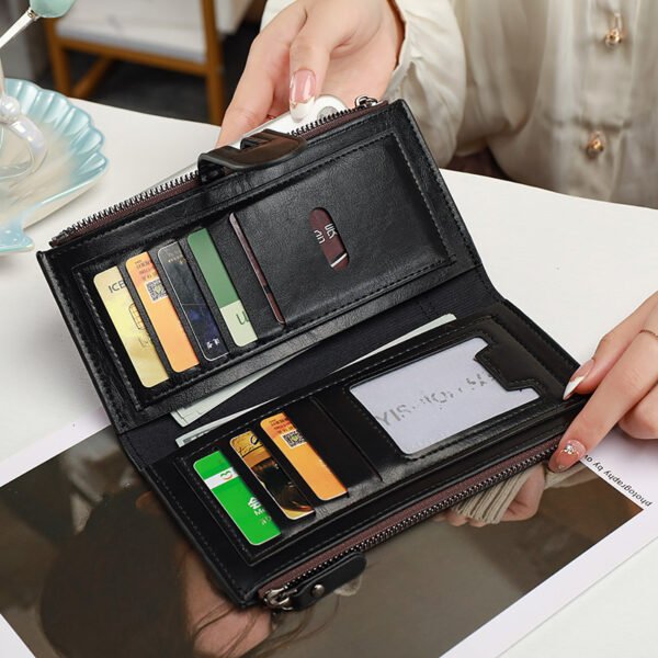 Women's Wallet Long Two-fold Zipper Plain - Image 3