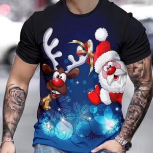Fashion Snowman Santa Claus 3D Digital Print T-shirt