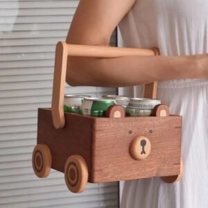 Solid Wood Box Large Capacity Teddy Bear Storage Cart