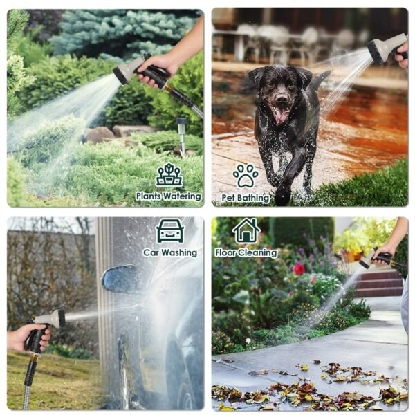 Metal Garden Hose, 100ft Stainless Steel Flexible Water Hose With 10 Adjustable Patterns Spray Nozzle, Heavy Duty Water Pipe , Kink Free , 2 Nozzles - Image 6