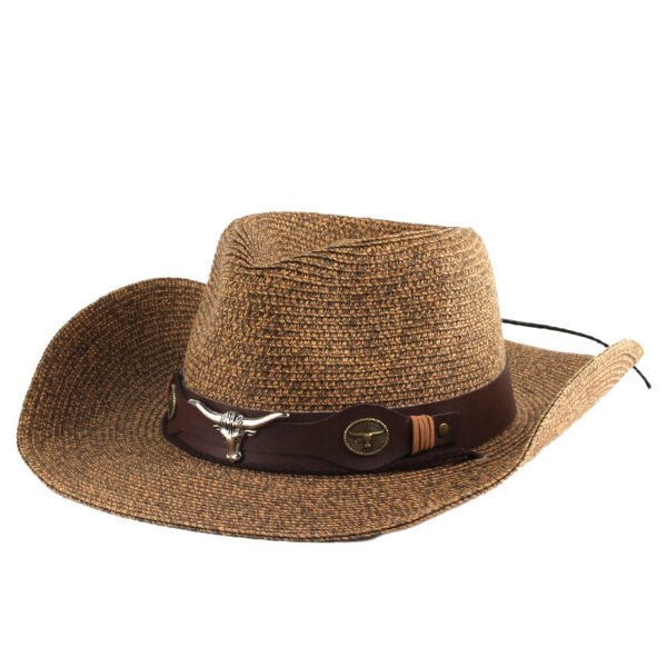 Outdoor Sunshade Western Denim Mixed Color Straw Hat - Image 5