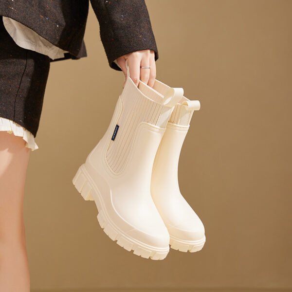 Wear-resistant Height Increasing Waterproof Non-slip Outdoor Wearable Elastic Band Women's Rain Boots - Image 4