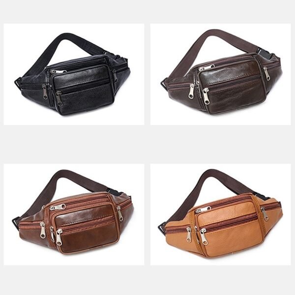 Men's Outdoor Sports And Leisure Top Layer Cowhide Waist Bag - Image 2