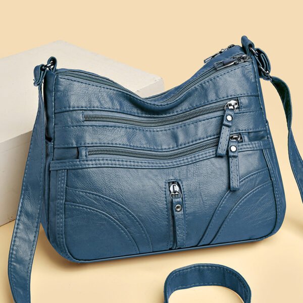 New Women's Soft Leather Large Capacity Shoulder Messenger Bag Middle-aged Mother Bag - Image 2