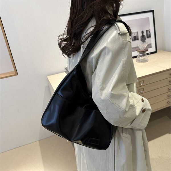 Women Vintage Hobo Bag Casual PU Leather Shoulder Bag Large Capacity Retro Tote Handbag Soft Underarm Bag Fall Winter Bag - Image 4