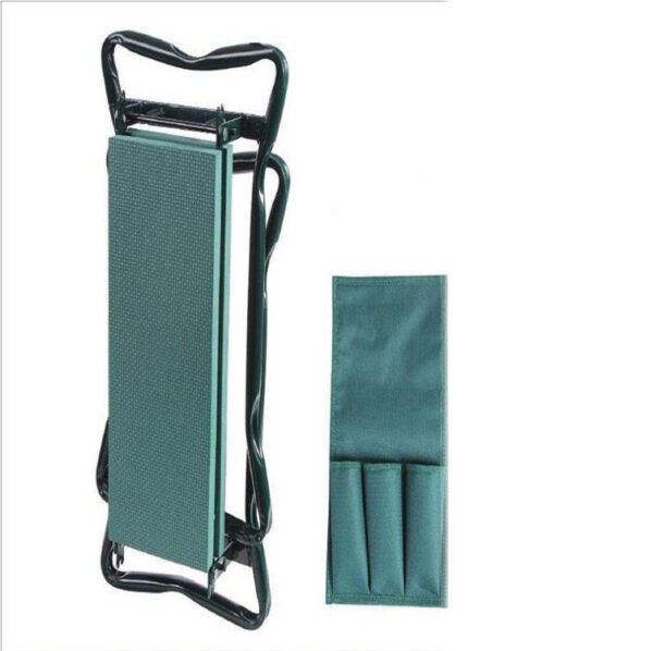 Foldable Outdoor Lawn Bench Chair With Tool Pouch Garden Rest - Image 8