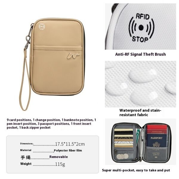 Travel Storage Travel Portable RFID Anti-theft Swiping Passport Case Document Package - Image 8