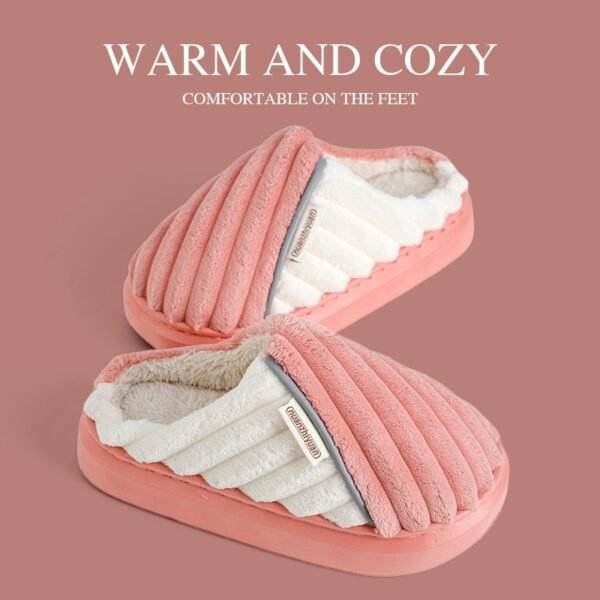 Over Plus Size Fleece Lined Padded Warm Keeping Thick-soled Cotton Slippers - Image 4