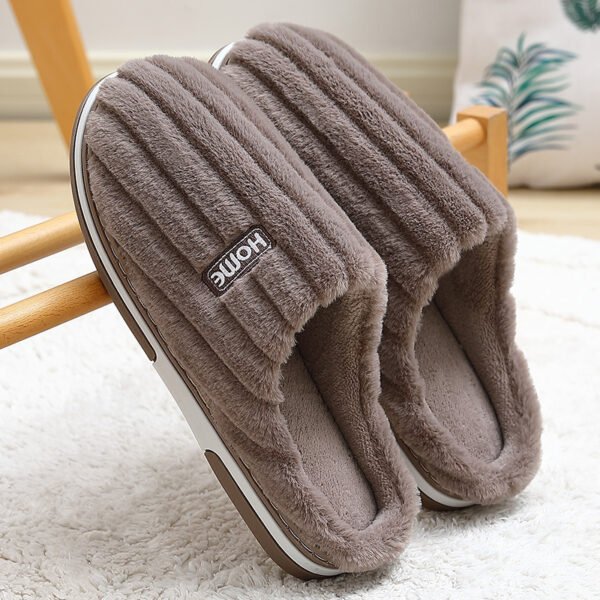 Home Cotton Slippers Women's Winter Plus Size Striped Plush Indoor - Image 4