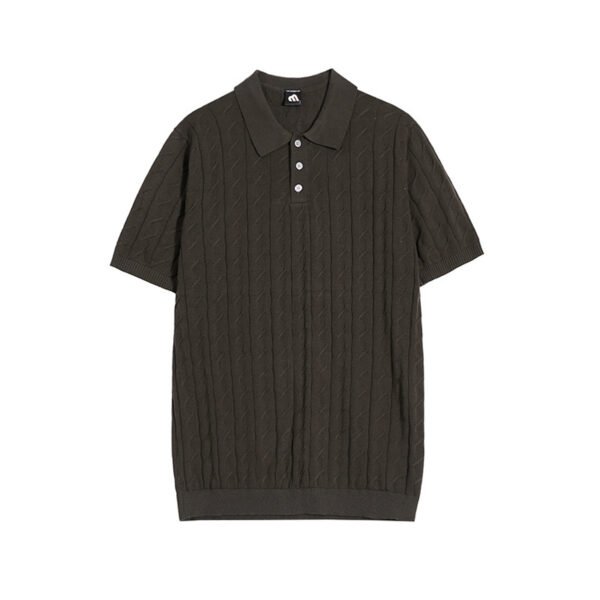 Thin Lapels Knitted Short Sleeve Men's Loose Polo Shirt Half Sleeve T-shirt - Image 5