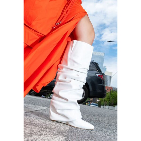 Camouflage Plus Size Stitching Pointed Toe Wedge High Pile Style Boots - Image 4